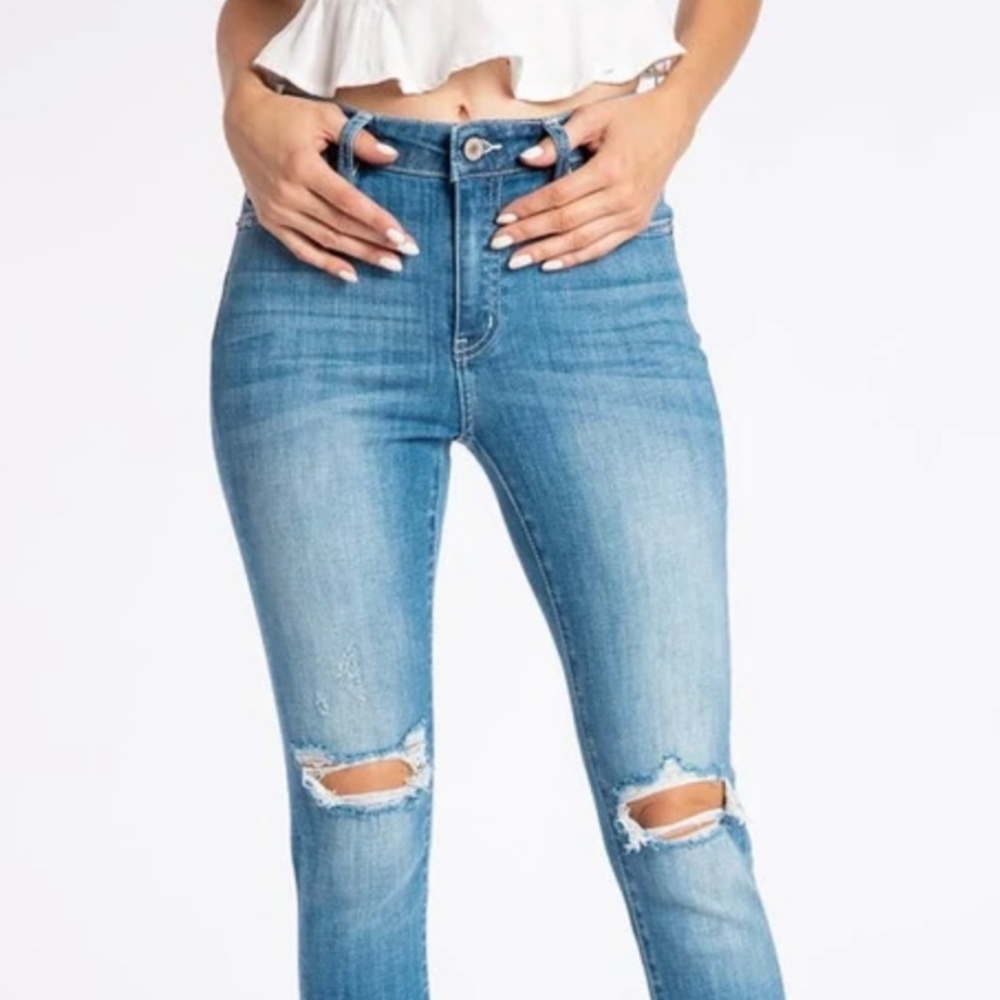 KanCan Blue High Rise Distressed Jeans
